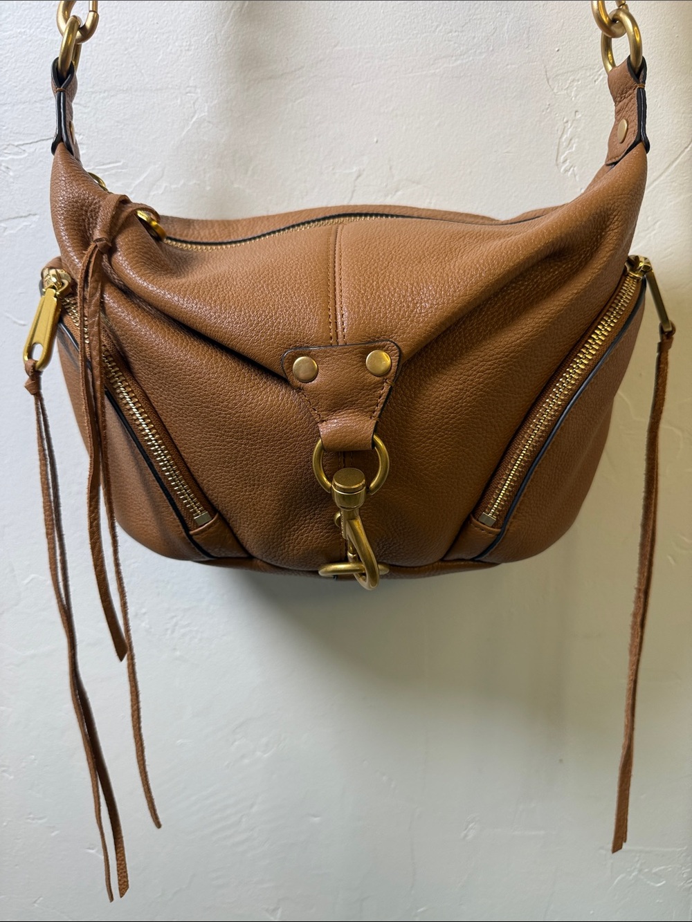 Rebecca Minkoff Cognac Leather Shoulder or cross body Hobo with Gold Hardware